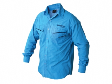 DAIWA QUICK DRY LONG SLEEVE BUTTON TURQUOISE SHIRT