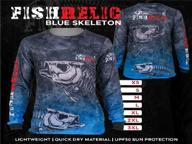 FISH RELIC BLUE SKELETON LONG SLEEVE SHIRTS