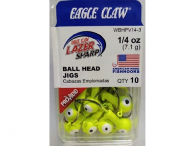 EAGLE CLAW BALL JIG HEADS CHARTREUSE