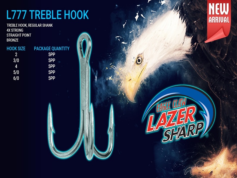 Eagle Claw Lazer Treble Hook in Red, Size 4