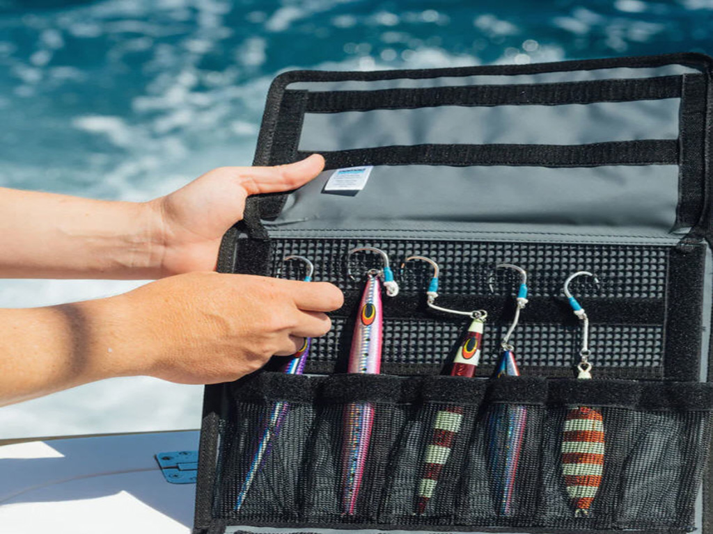 Nomad Design Jig Wallet with Hook Mesh System - Stores all your Jigs Rigged  and Ready for Action 
