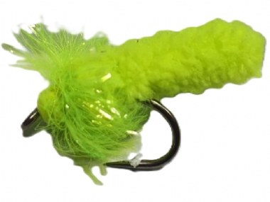 SCIENTIFIC FLIES TROUT MOP FLY CHARTREUSE BRASS BEAD