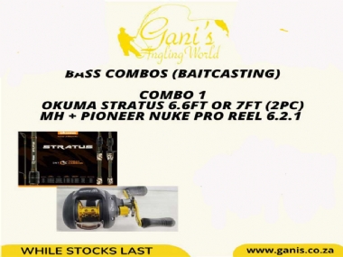 BASS COMBO 1 OKUMA STRATUS 6.6FT OR 7FT (2PC) MH & PIONEER NUKE