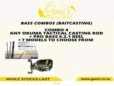 BASS COMBO 4 ANY OKUMA TACTICAL CASTING ROD (7 MODELS) & PRO BASS 6.2;1