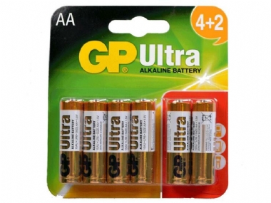 GP ULTRA ALKALINE  CARD OF 6 BATTERIES